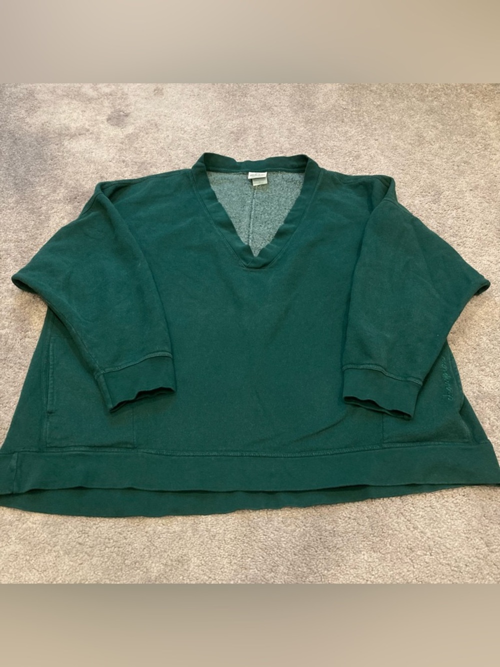 Women's Oversized V-Neck Sweatshirt Size Plus Size 2XL Dark Green Streetwear